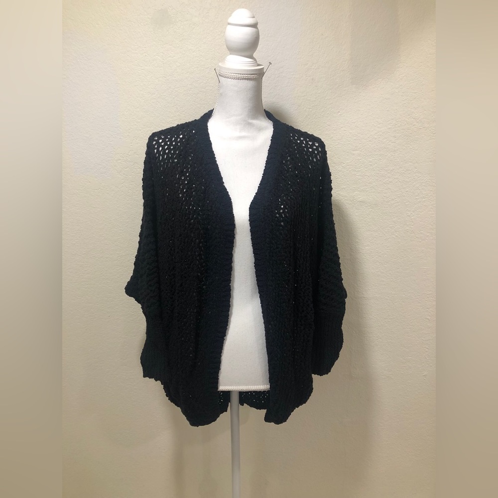 MELISSA MCCARTHY SEVEN7 - OPEN STITCH COCOON SWEATER (color: BLACK) NWT